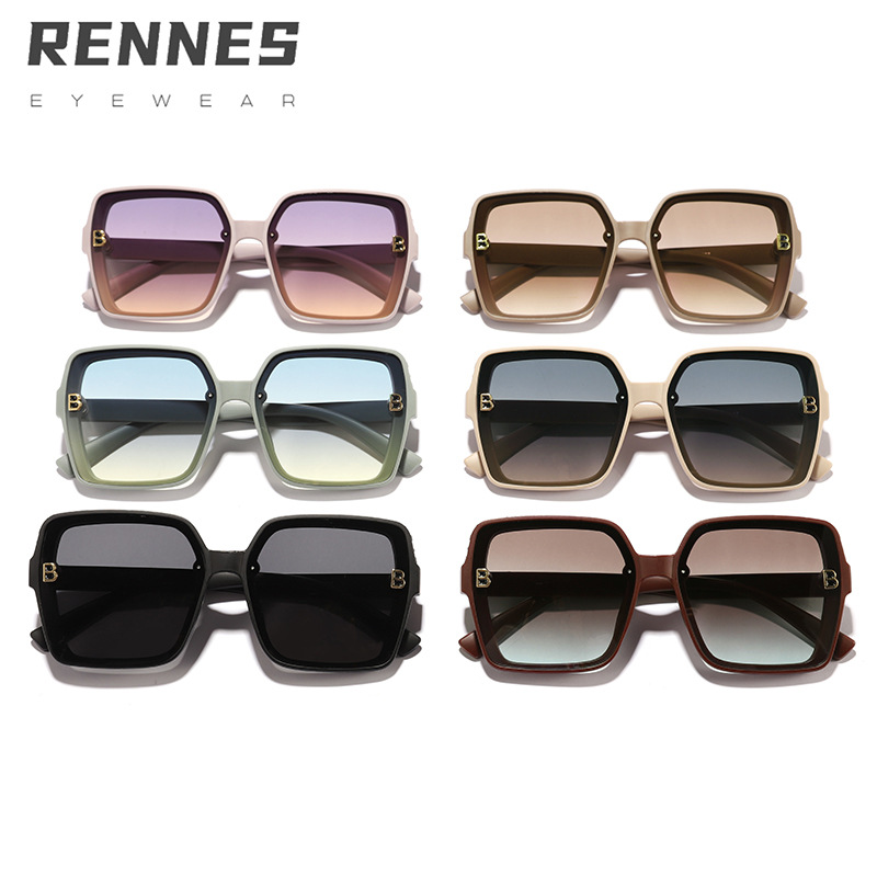 Nuevas gafas de sol de montura generosa con letras simples transfronterizas