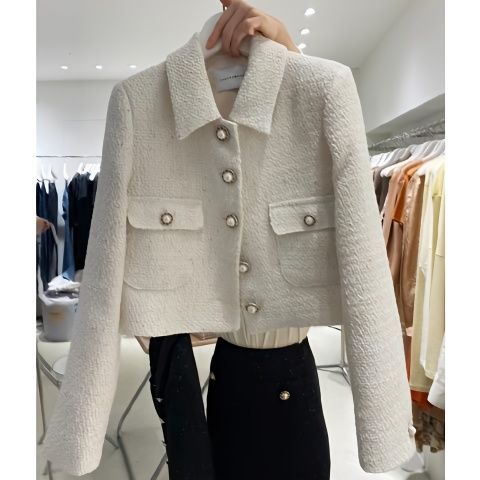 Tweed Style Short Suit Jacket for Women 2025 Spring New Korean Style Loose Fashion Elegant Popular Suit Top
