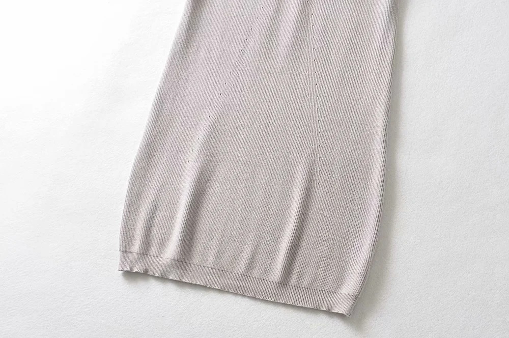 polo collar hollow knit short-sleeved dress NSAC48768