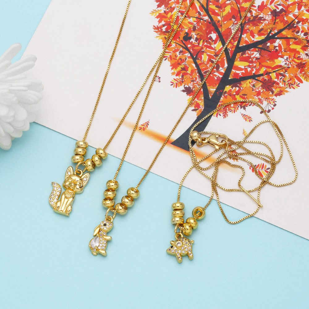 Fashion Cute Animal Pig Bunny Pendant Clavicle Chain Necklace