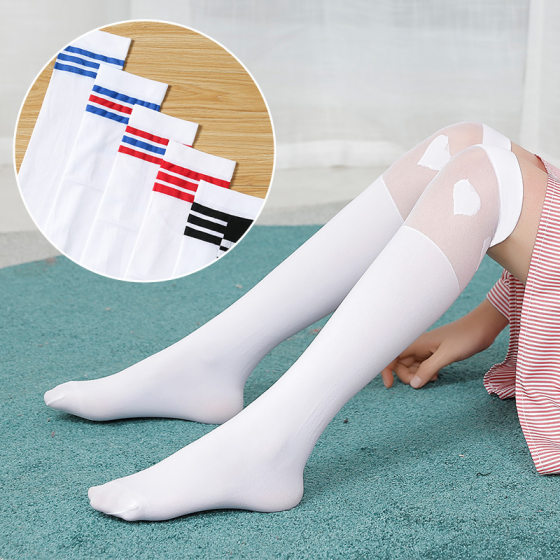 Summer thin children's socks student socks girls knee socks stockings cartoon half high white socks