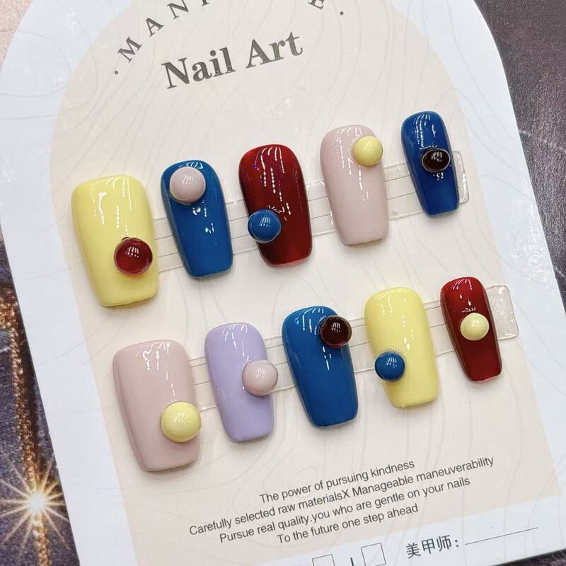 Trendy Dopamine Candy-Colored Simple Everyday Short High-Quality Almond-Shaped Handmade Press-On Nails Trendy Dopamine Candy-Colored Simple Everyday Short High-Quality Almond-Shaped Handmade Press-On Nails