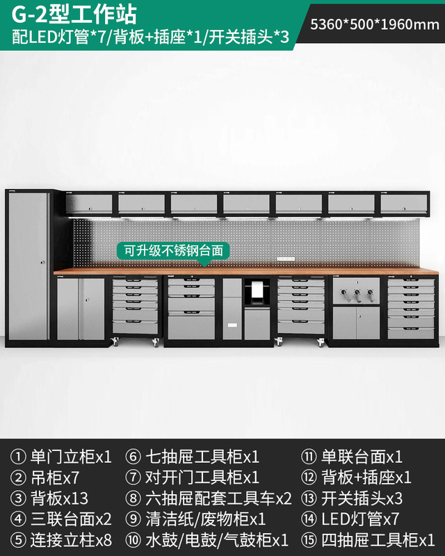 緑林ワークステーション多機能作業台修理鉄皮キャビネット自動車修理工具車ステンレス重型工具キャビネット|undefined