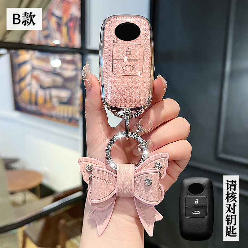 Beilu 모델 B-스마트 3버튼 [크리스탈 핑크 싱글 쉘] + 보우 다이아몬드 버클