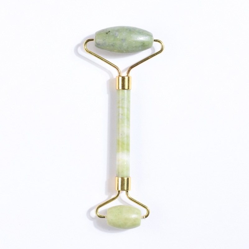 Rodillo Masajeador Facial de Jade de Doble Cabezal Jade Natural manual para masaje facial