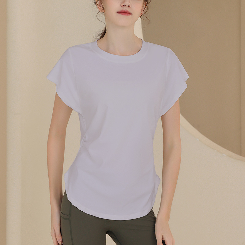 New Snowflake Cotton Breathable Sports Top Women's Short Sleeve T-shirt Running Training Cover Up Slimming Fitness Yoga_voghion.com