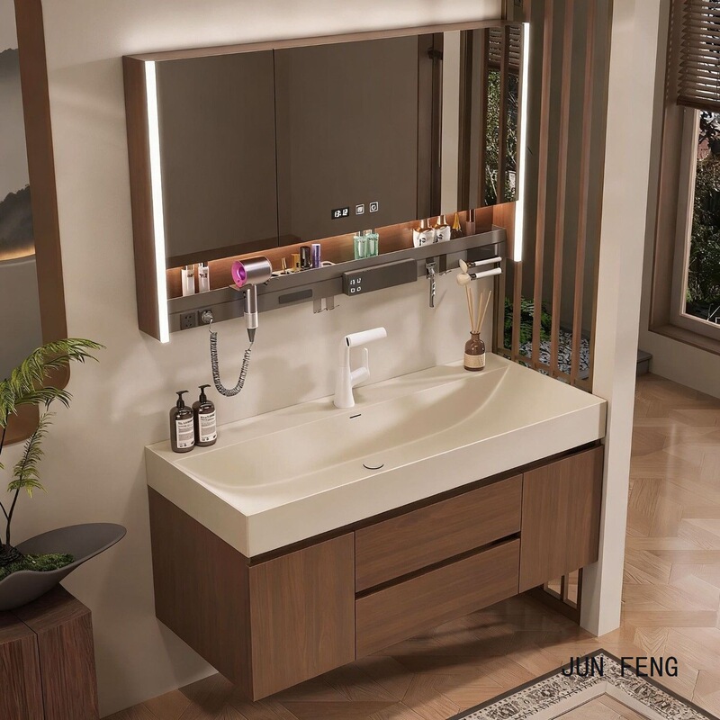 Gold-Plated Stone-Skin-Effect Basin, Vintage-Style Bathroom Cabinet Set, Bathroom Combination Washbasin, Washstand, Bathroom Furniture