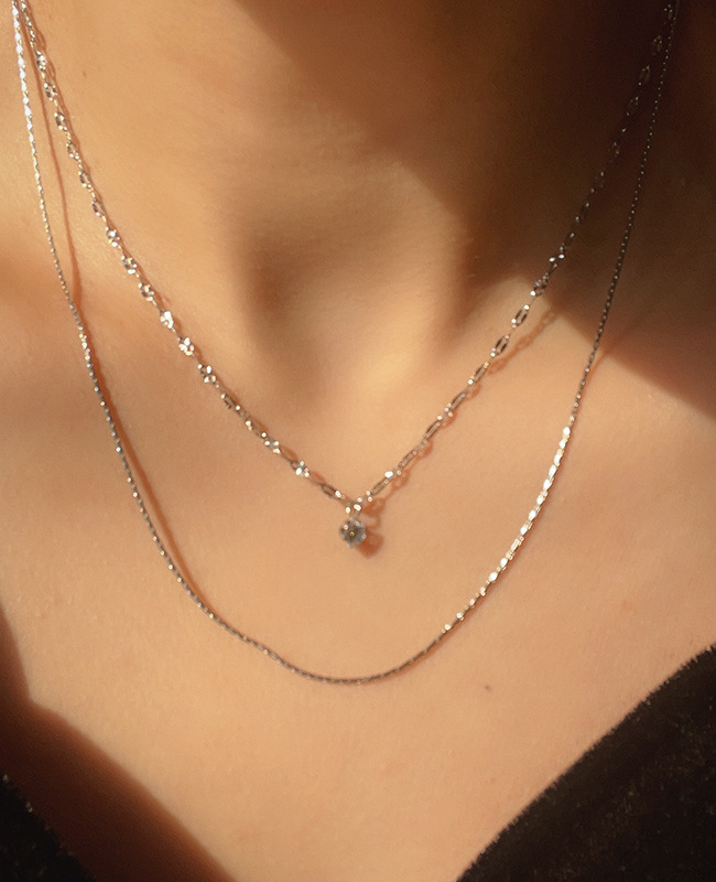 9g Weight Titanium Steel Pendant Material Zircon Inlay Material Double Layer Necklaces Classification Titanium Steel Chain Material 1 Piece Quantity Holiday, Daily Occasion Titanium Steel Material Geometric Pattern Women's Gender Plating, Inlay Design Simple Style Style Titanium Steel Simple Style Plating Inlay Geometric Zircon Double Layer Necklaces 3