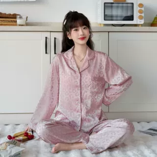 春秋季轻奢风网红直播可外穿家居服套装新款仿真丝睡衣女外贸批发