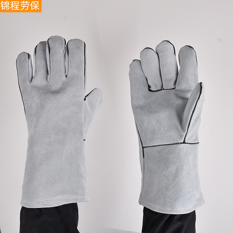 Guantes de soldador de protección laboral engrosada guantes de reparación de automóviles a prueba de fuego flor Splash guantes de piel de vaca al por mayor