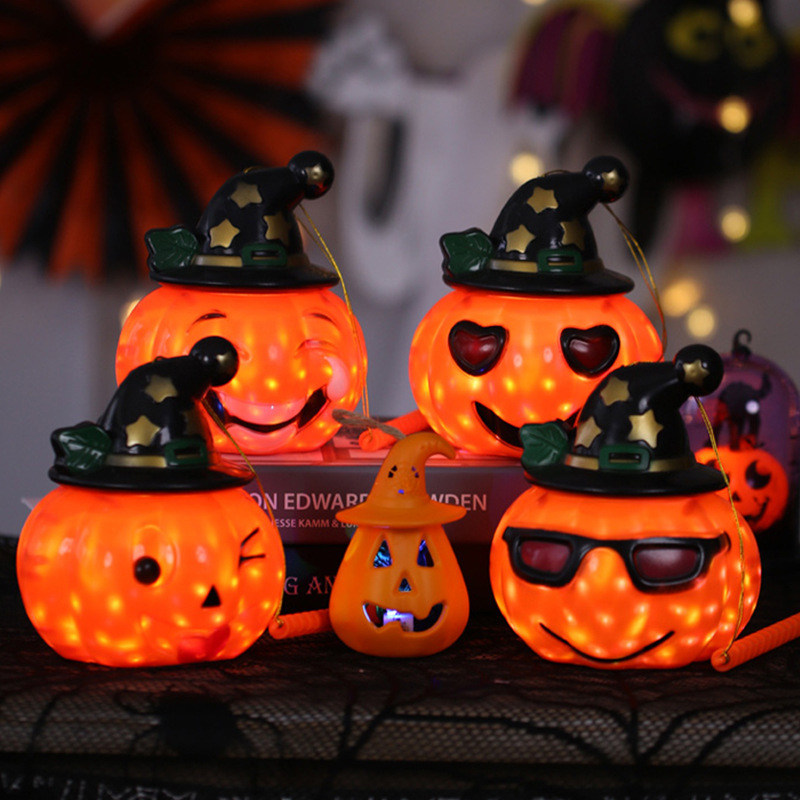 Linterna de Calabaza de Halloween, Decoraciones Brillantes de Halloween, Accesorios, Adornos, Cubo de Calabaza para Niños, Decoración para Fiestas