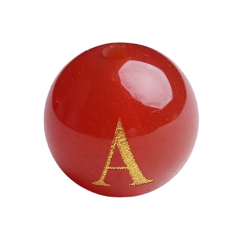 Hot-selling in the scenic area, 26-letter red agate beads, engraved and gold-plated DIY jewelry accessories, direct supply from the manufacturer
