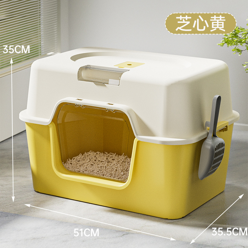 Gran cuenca de arena para gatos esterilizante desodorante totalmente cerrado inodoro para gatos gran tamaño anti-exterior suministros de mascotas al por mayor