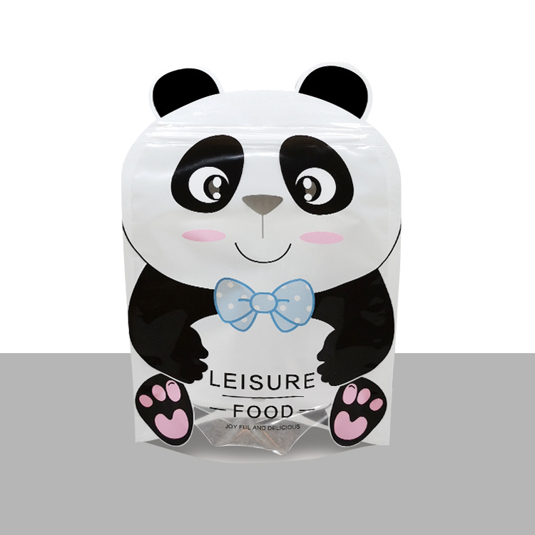 Cartoon self-sealing stand-up bag red panda hamster monkey lucky cat food squirrel eating cow rolled candy van bag