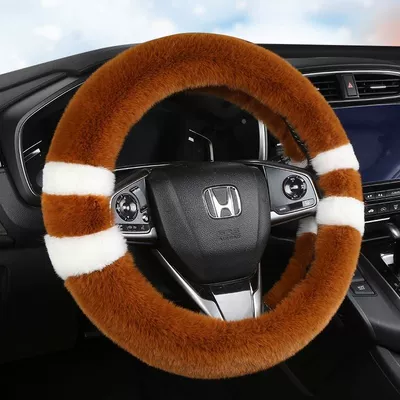 Wheel Cover Unisex Anti-Slip | Steering wheel cover - brown-round-type-38cm