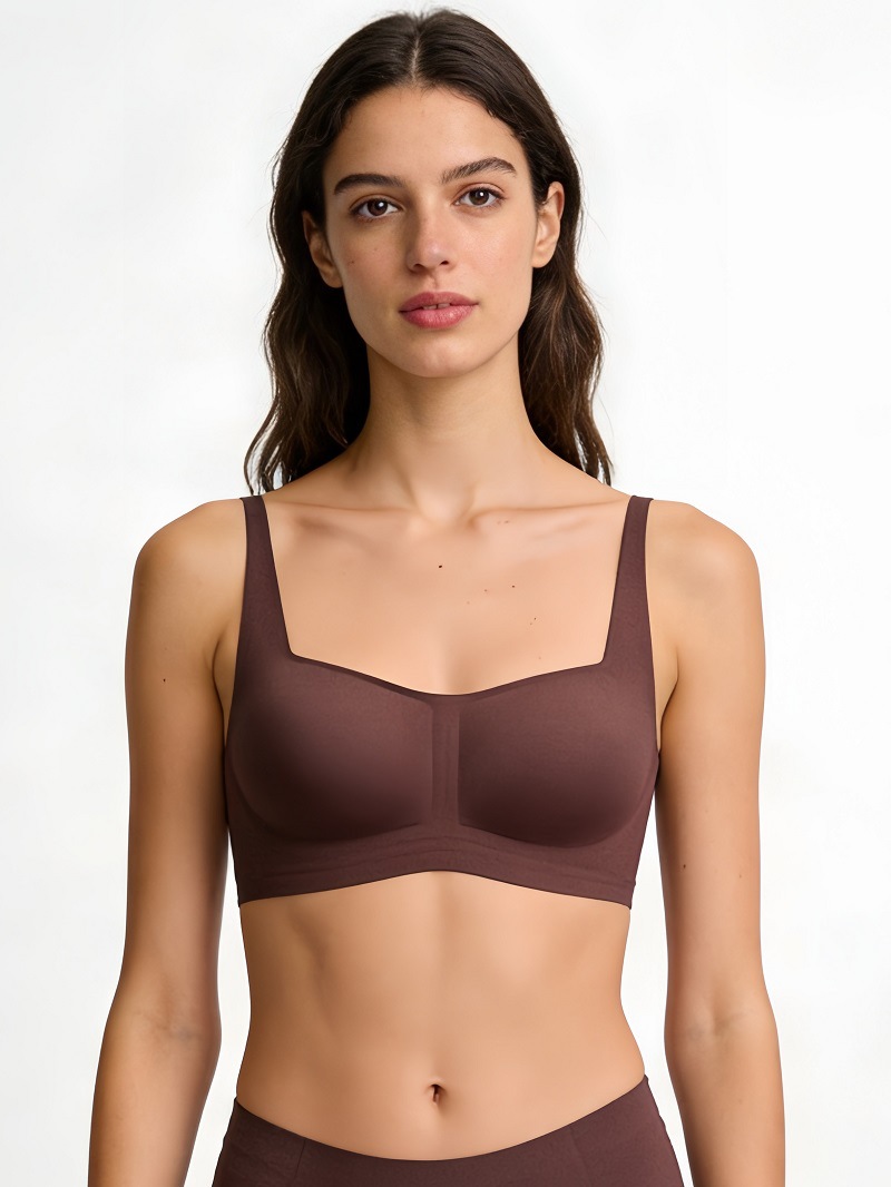 Women's Seamless Strapless Bra Foundation Smooth Soft Support Thin Jelly Square Neck Comfortable Underwear_voghion.com