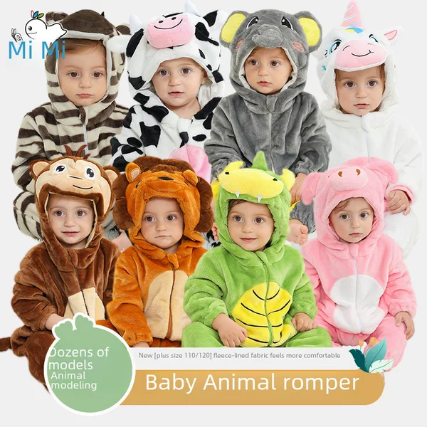 Cute and Unique Animal-Shaped Onesie for Babies, Class a Flannel Romper, Cross-Border Flannel Romper Onesie