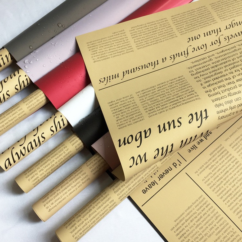 Flower Party Factory Nuevo periódico en inglés Papel de embalaje de flores Sentido de alta calidad Florería impermeable Papel de embalaje de flores Papel de embalaje de ramo