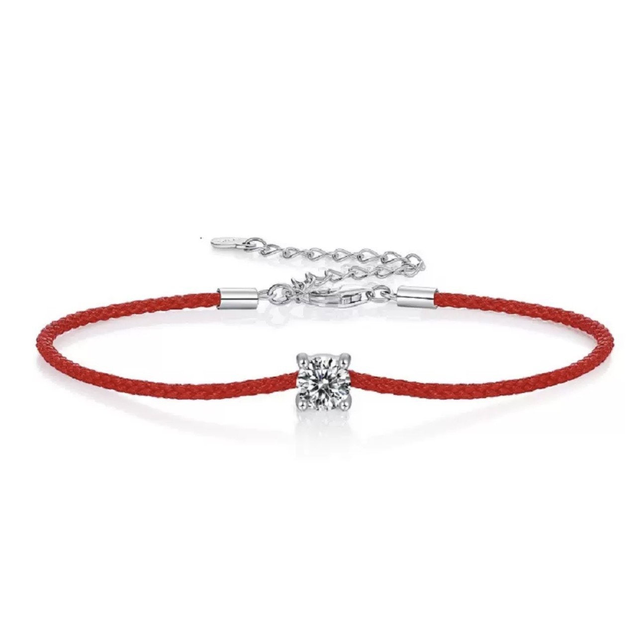New Style Red Rope Single Imitation Moissanite Red Rope Bracelet, Popular Online, Good Luck Bracelet Jewelry for Women