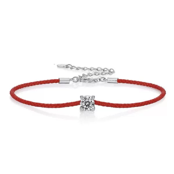 New Style Red Rope Single Imitation Moissanite Red Rope Bracelet, Popular Online, Good Luck Bracelet Jewelry for Women