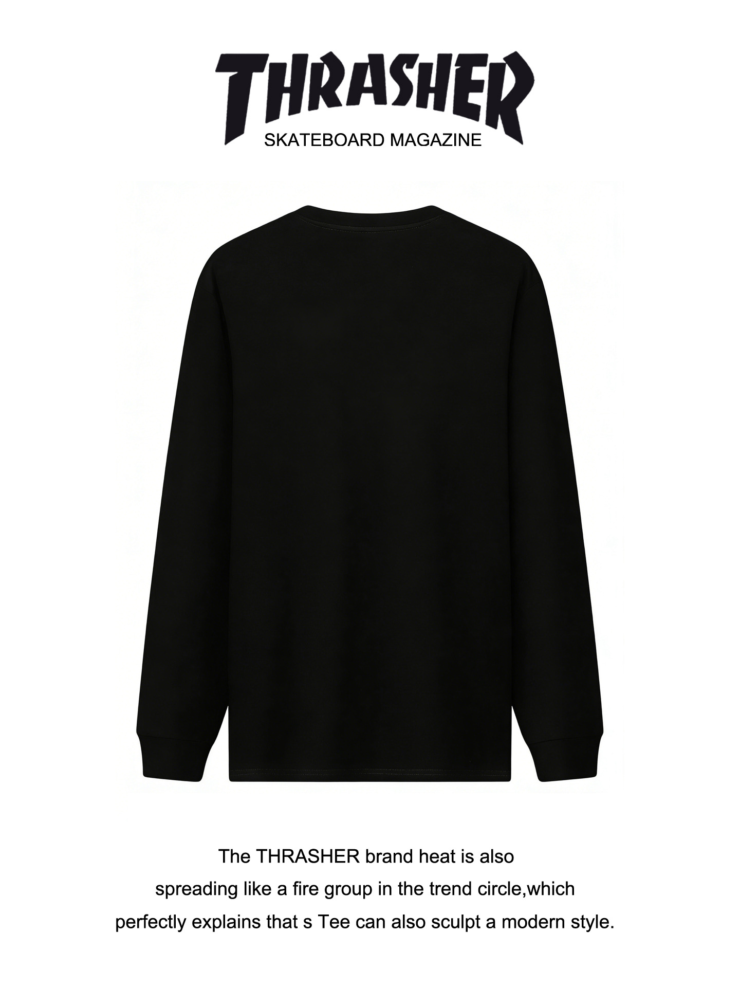 Comercio extranjero transfronterizo Thrasher edición americana limitada multicolor medusa llama cuello redondo camiseta de manga larga camiseta de base para hombres y mujeres