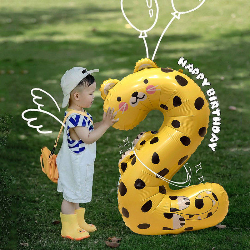 Children's Number Balloons Birthday Photo Animals Boys and Girls Baby Second-Year-Old Party Decoration Scene Layout Supplies Children's Number Balloons Birthday Photo Animals Boys and Girls Baby Second-Year-Old Party Decoration Scene Layout Supplies