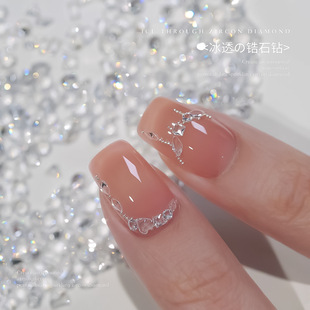 Flash ice permeable zircon nail drill 5A transparent white mini micro zirconium mixed transparent bottom horse eye water drop nail jewelry