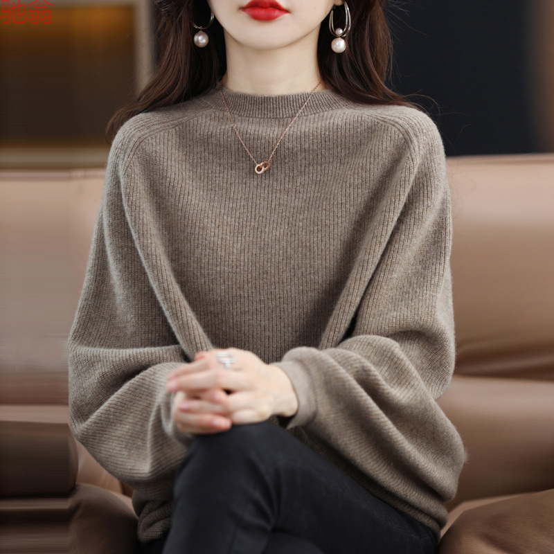 Y9Z Fashionable Loose Batwing Sleeve Knit Sweater for Women, New Spring and Autumn Style, Lazy High-End Feel, Simple Knit Design