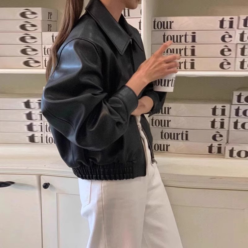短款黑色皮衣外套女2025年春秋新款酷飒风小个子爆款机车气质复古|undefined