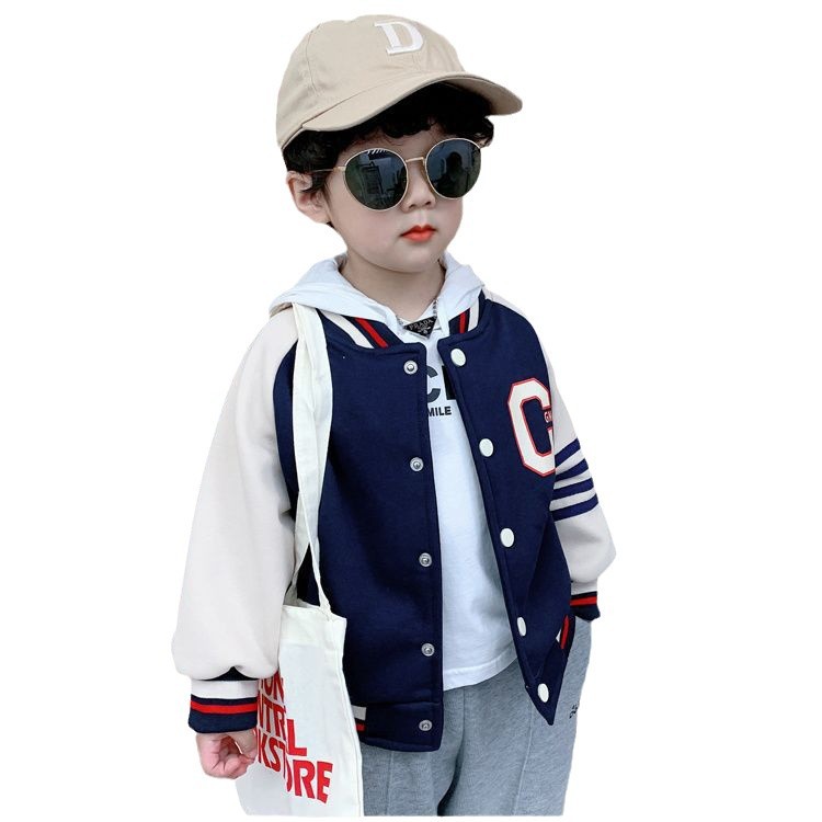 소년 야구 세트 코트 서양식 봄 2024 새로운 어린이 봄과 가을 캐주얼 탑 유행  초가을 옷