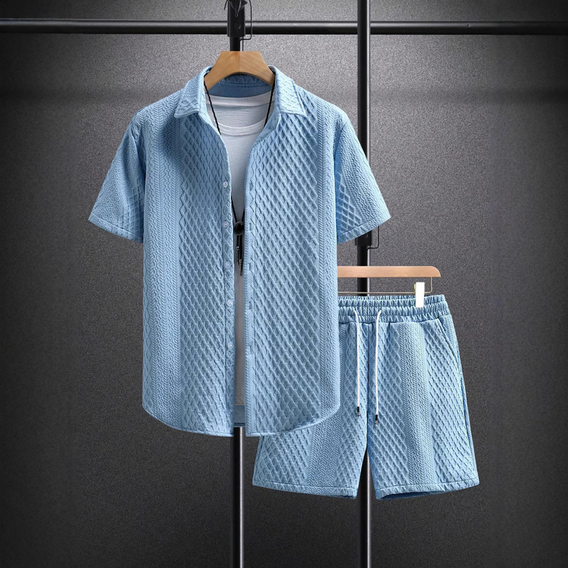 Cross-Border Temu Shein Amazon Cross-Border Foreign Trade Men's Shirts Casual Loose Short-Sleeved Shorts Cross-Border Temu Shein Amazon Cross-Border Foreign Trade Men's Shirts Casual Loose Short-Sleeved Shorts