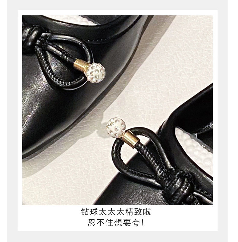 Giày búp bê nữ mũi vuông đế mềm đính ngọc trai, gót thấp dưới 3 cm — Màu bạc, Màu trắng sữa, Màu đen chi tiết 18