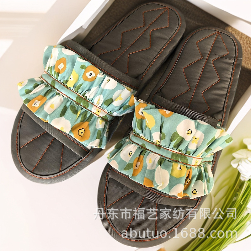 New Versatile Accordion Edge Women's Fabric Slippers ~ Home Fabric Soft-Soled Women's Shoes