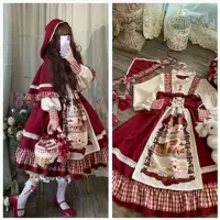 Красная Шапочка, рождественская милая юбка, косплей, стиль Lolita, полный набор, Lolita OP