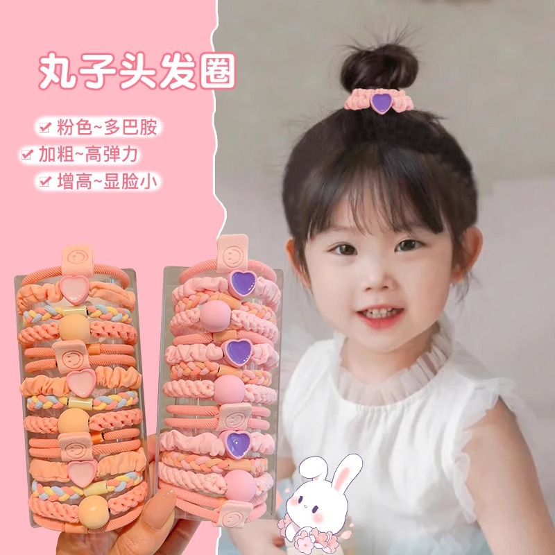 Cuerda de pelo de los niños 2024 Nuevo estilo coreano durable alta banda de goma elástica cuerda de pelo niñas bolas de colores