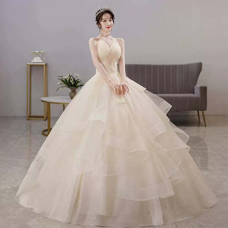 Wedding dress, bra top for princess, tutu skirt, champagne color