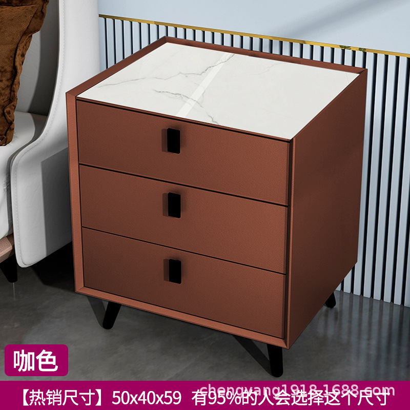 Mesita de noche madera maciza Placa de roca simple moderno Internet celebridad dormitorio mesita de noche protección del medio ambiente todo partido gabinete de almacenamiento mesita de noche