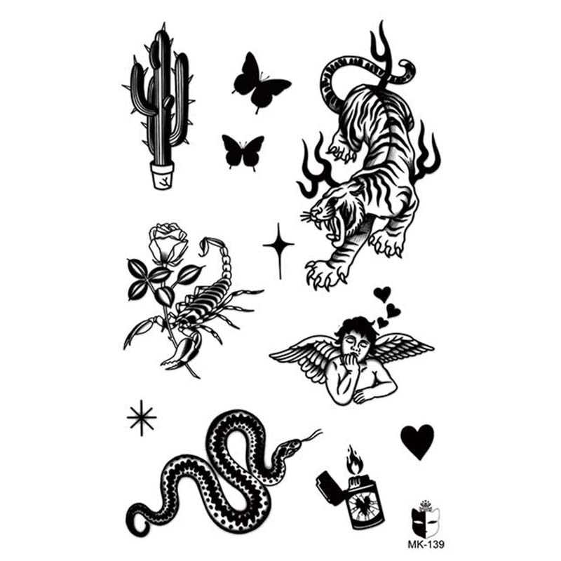 Animal blanco y negro desechable pegatinas de tatuaje belleza pegatinas de tatuaje moda estética patrón de personalidad dama pegatinas de tatuaje