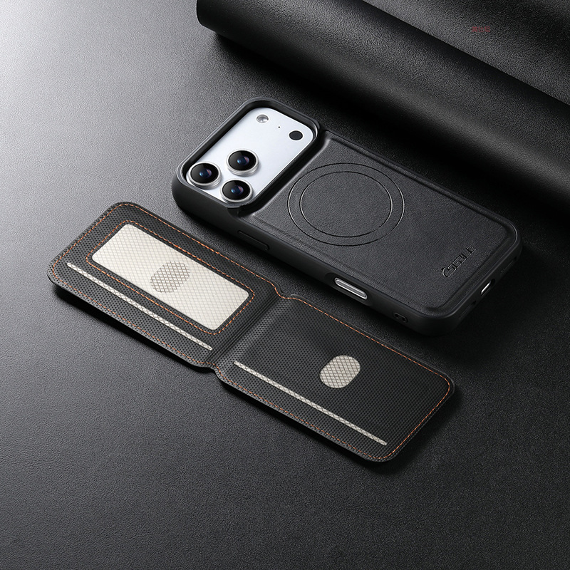 Ốp lưng iPhone da PU cao cấp có khe thẻ từ tính chống sốc — 【Bìa đen kèm đế từ】, 【Bìa xám kèm đế từ】, 【Bìa trắng kèm xanh】, 【Bìa trắng kèm tím】 chi tiết 11