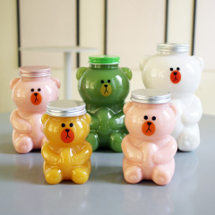 ベアー漫画カップ楊枝甘露ネット赤かわいい哺乳茶瓶PETプラスチック飲料瓶使い捨て野菜汁瓶