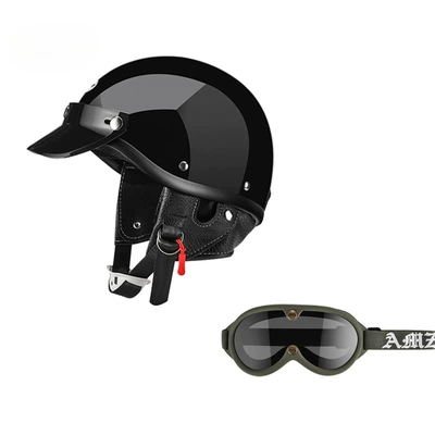 Motosiklet dəbilqələri: 3C Scoop Helmet - xs-glossy-black-green-new-goggles-free-shipping-by-sf-express