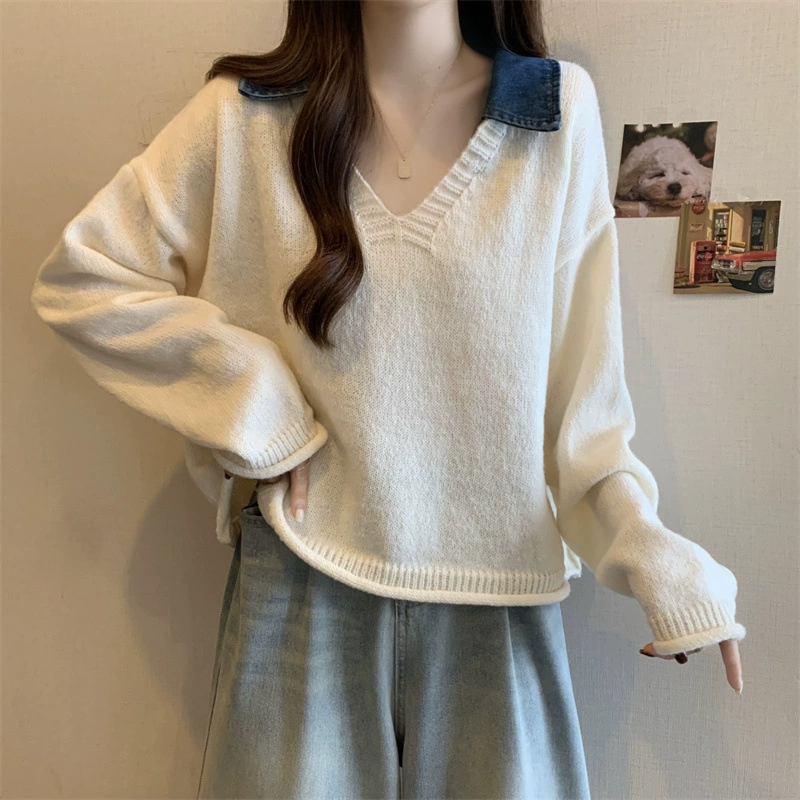 Sexy autumn sweater, denim knitted set, plus size