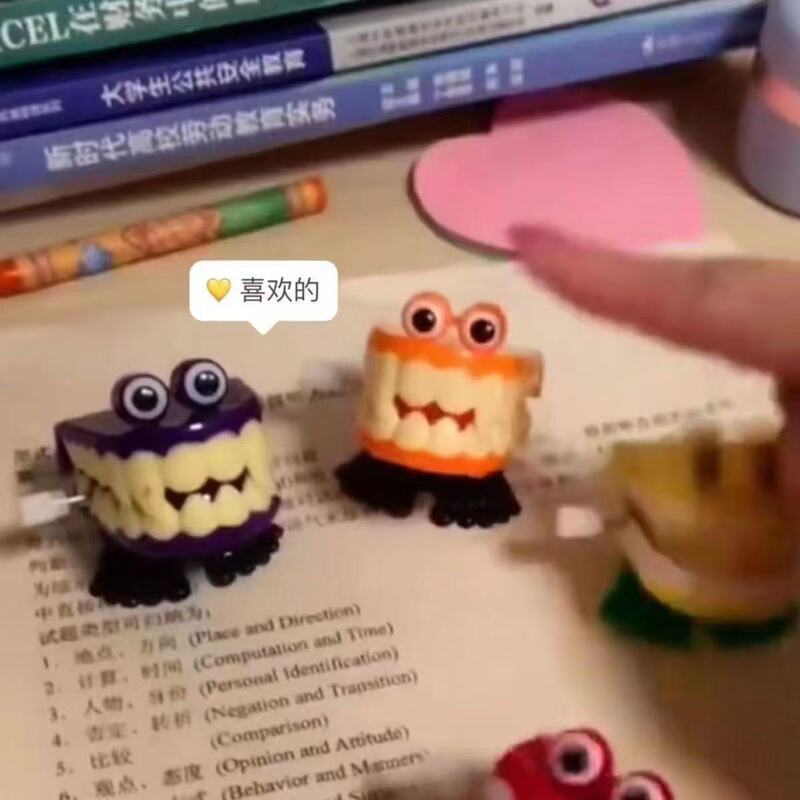 发条上链跳跳牙新奇上弦带眼睛礼帽弹跳牙齿万圣节开学季学生奖励|undefined