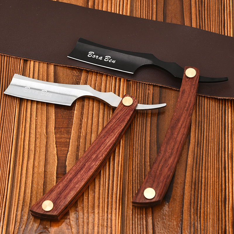 Manual Shaver old-fashioned stainless steel folding wooden handle Golden Knife holder men's razor razor wholesale Shaver