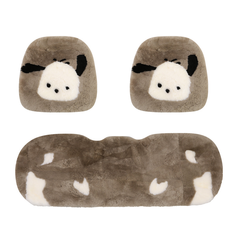 Pure wool car cushion single piece winter fur integrated three-piece car cushion warm plush seat cushion rear row strip