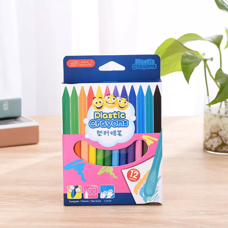 灵动鸟 Children's plastic crayons, 24 colors, washable