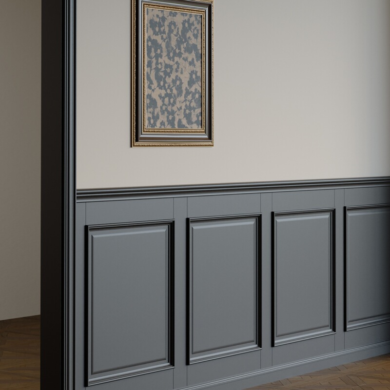 French-Style Vintage Solid Wood Lacquer Wall Panel European-Style Dado Tv Background Wall American-Style Hidden Door Whole House Customization