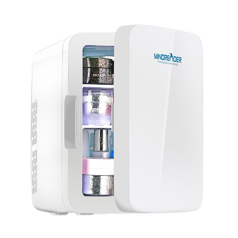 Procesamiento personalizado 10L mini refrigerador portátil refrigerador de automóvil de doble uso de paneles de vidrio dormitorio refrigerador caliente