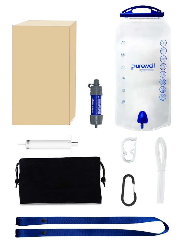 Filtro de agua por gravedad, sistema de filtración de agua de 0.01 micras, purificador de agua para senderismo, camping, emergencias, supervivencia, suministros de emergencia para exteriores.