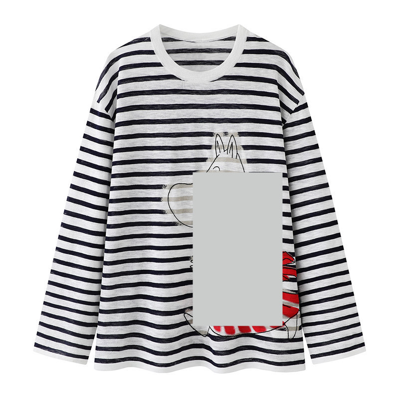 In Stock 2026 Summer New Product Simple Cartoon Print Striped Knit Top Mbf2Swt010 In Stock 2026 Summer New Product Simple Cartoon Print Striped Knit Top Mbf2Swt010